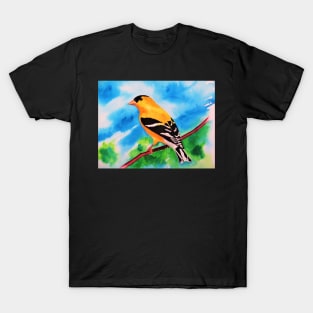 Watercolor Goldfinch Perching T-Shirt